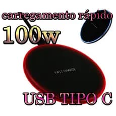 Carregador Indução 100W Sem FioTurbo Carregamento Rápido Base para iPhone Samsung Xiaomi Android