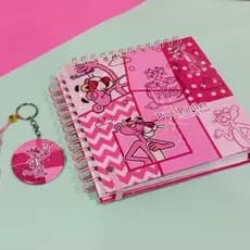 Agenda Especial dupla Pantera cor de Rosa com livro de colorir dupla