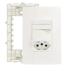 Conjunto Interruptor 3 Teclas 2 simples 1 paralela ( three way ) e Tomada 10/20A 4x2 Sleek Margirius