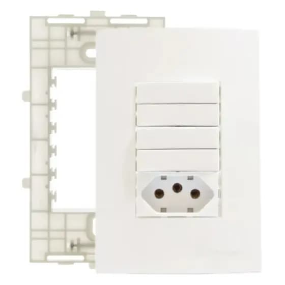 Interruptor 4 Teclas e 1 tomada 10/20A Conjunto 4x2 Sleek MG