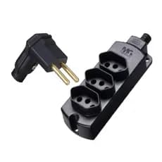 Kit Régua Tomada em Barra Tripla 10/20a + Plug 90 graus 2 pinos  10 A ( fino)Margirius Extensão