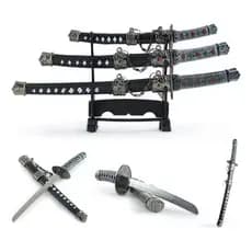 Kit 3 Mini Espadas De Samurai Katana Para Decoração Temática Espada com Suporte