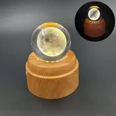 Luminária Globo de Cristal Led Mesa Globo Vidro 3d Base Giratória Decoração Abajur Presente Enfeite