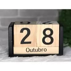 Calendário Permanente Em Cubo De Mdf E Madeira Para Mesa