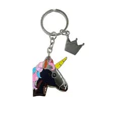 Chaveiro de Metal Unicórnio e Pingente de Coroa 9,5x3,5 CM
