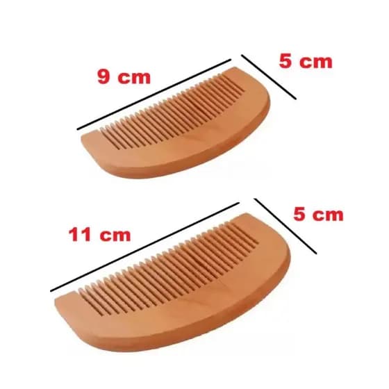Pente de Madeira Meia Lua Santa Clara - escolher tamanho - ideal para barba, bigode e cabelo.