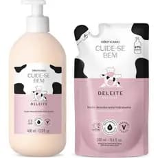 Kit Cuide-se Bem Deleite: Loção Corporal Hidratante 400ml + Refil 350ml Oboticário Presente em Promoção Lançamento