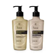 Kit Eudora em Promoção Cabelos ressecados Siàge Reconstrói Os Fios Shampoo 400ml + Condicionador 400ml