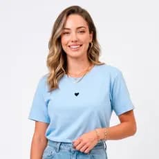 Camiseta Feminina Azul Claro Coração
