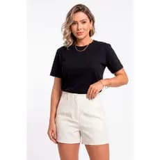 Camiseta blusa T-shirt Feminina Preta lisa 100% algodão confortável Gola Redonda