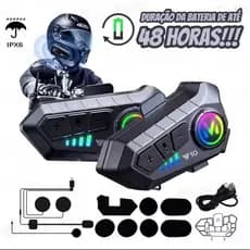 Fone De Ouvido Para Capacete Bluetooth Headset Rgb Sem Fio