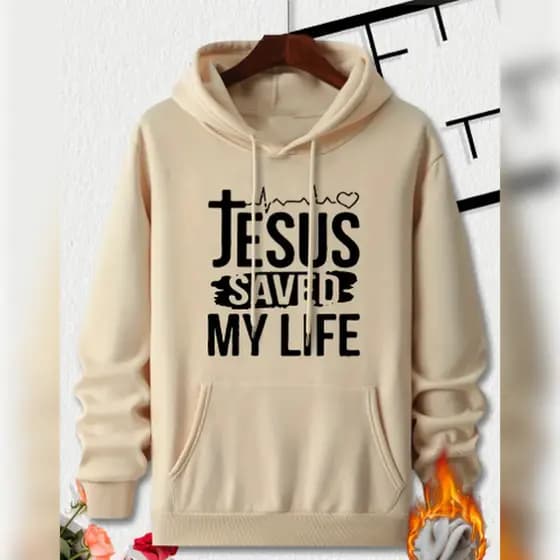 O Salvador Jesus mudou minha vida. Moletom com capuz estampado, moletons legais para homens, blusa de moletom casual co