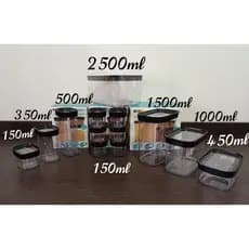 Conjunto 13 Peças de Potes Herméticos Em Policarbonato - 1 Kit Mantimentos, 1 Pote de 2500ml, 1 Kit 6 de 150ml e 1 Kit PMG (Favor ler a descrição do conjunto)