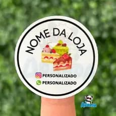Adesivo Slice Cake Sem Logo Personalizado 4x4cm couchê para Confeiteiras e Lojas de Doces | Apanda