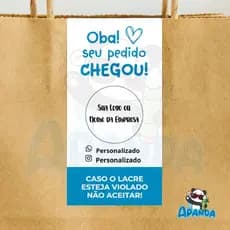 Lacre de Segurança Adesivo Personalizado "Oba, seu pedido chegou" 4x8 cm