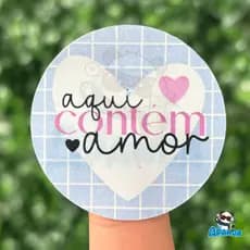 Adesivo Aqui Contém Amor Redondo 4x4cm para Embalagens, Ecommerce, Lojas | Apanda