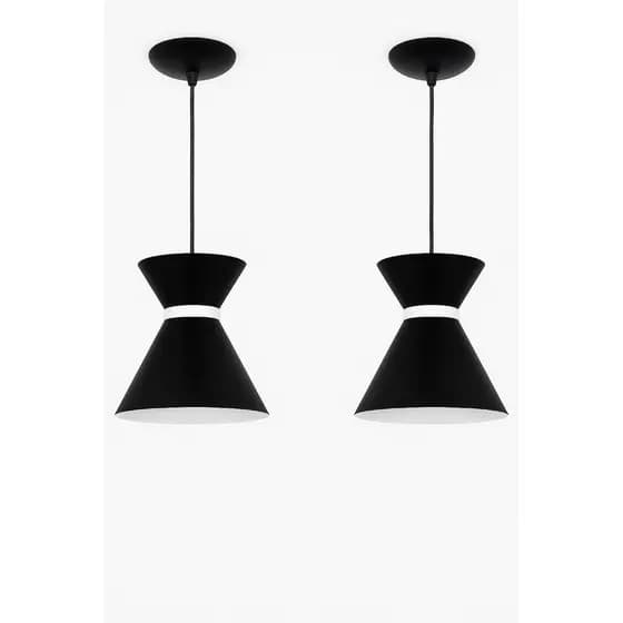 Pendente Luxo Kit2 Preto Branco Teto Estilo Design Sofisticado Decorativa Casa Design Envio Rapido