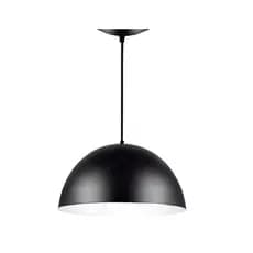 Pendente Meia Lua Kit1 Preto/Branco Decorativo Lustre Teto Casa Sala Cozinha Quarto Cabo 1m Reguláve