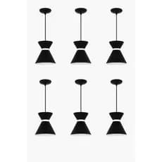 Pendente Luxo Kit6 Preto Branco Estilo Premium Lustre Decorativo Sala Jantar Cozinha Casa Elegante