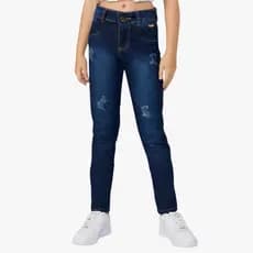 Calça jeans infantil feminina Skinny com Lycra e Elástico na Cintura Calça jeans feminina juvenil skinny