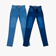 Kit 2 Calça Jeans Infantil Feminina Skin Menina Shopee Moda Juvenil Ferias Verão Cores 10 ao 16