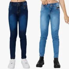 Kit 2 Calça Jeans Menina Kids Skinny Infantil Juvenil Estica Bolso Cores Lançamento 10 ao 16