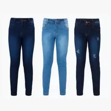 Kit 3 Calça Jeans Feminina Skin Ajustada Infantil Juvenil Menina Esporte Fino Casual 10 ao 16