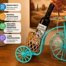 Suporte/Decoração para Garrafa de Vinho Modelo Vintage