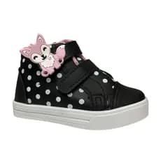 Tenis  Infantil Menina Cano Alto Preto Poa 20 Ao 34