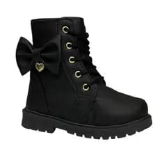 Bota Tratorada Preto Laço Infantil Feminina 20 Ao 34