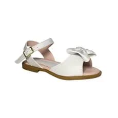 Sandalia Infantil Menina Branco Fosco Laço 20 Ao 34