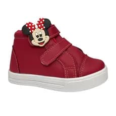 Tenis Infantil Menina Cano Alto Vermelho Minie
