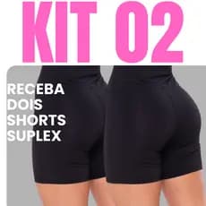 KIT 02 Shorts Legging Suplex Feminino Cintura Alta Zero Transparencia Cos Alto Fitness Academia Dia Dia