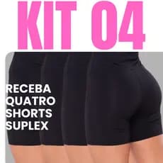 Kit 04 Shorts Suplex Cintura Alta Zero Transparencia Modelador Academia Fitness Confortavel