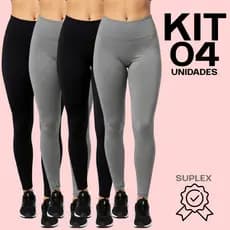 KIT 04 Calças Legging Suplex Levanta Bumbum Anti Transparência Cintura Alta Térmica Fitness Academia