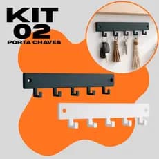 KIT 02 Porta Chaves Porta Joias Multiuso Pendurador Fixo Fita Dupla Face Fácil Instalação