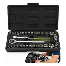Jogo Chave Catraca Canhao Kit Ferramentas Completo 40Pcs