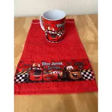 kit Toalhinha lavabo +copo plástico personalizado Fazemos Qualquer tema