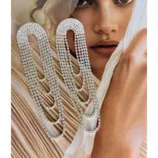 Brinco Luxo festa Elegante Casamento Brilhoso para Noite Fashion Banhado Dourado Prata