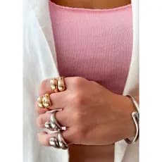 kit 4 Anéis Gota Tendencial Ajustáveis Prata Dourado