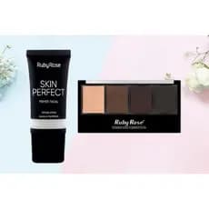KIT 2 Pecas Primer Facial Ruby Rose Skin Perfect *HB-8086*+Sombra Para Sobrancelhas Ruby Rose HB9354