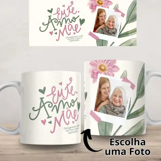 Caneca Xicara Personalizada Dia das Mães com foto linda Recordação Presente Lembrança Branca