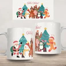 Caneca Personalizada Feliz Natal Xícara 325ml Branca Cerâmica Porcelana Presente Lembrança