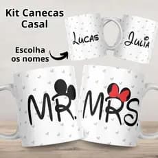 Caneca Personalizada Dia dos Namorados Mickey e Minnie com nome Presente Lembrança Cerâmica Porcelana
