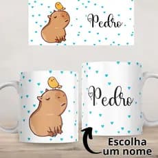 Caneca Personalizada Capivara Capybara com seu nome Presente Lembrança Laranja Rosa Cerâmica Porcelana Plástico