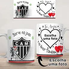 Caneca Personalizada Atlético Mineiro Dia dos Namorados com sua foto Casal Presente Lembrança Cerâmica Porcelana Plástic