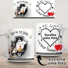 Caneca Personalizada Vasco Dia dos Namorados com sua foto Casal Presente Lembrança Cerâmica Porcelana Plástico