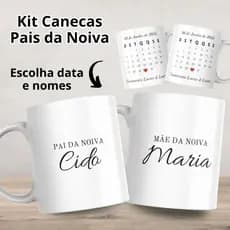 Caneca Personalizada Calendário Pai e Mãe da Noiva e Noivo Presente Lembrança Cerâmica Porcelana