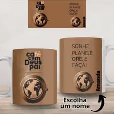 Caneca Personalizada Café com Deus Pai 2025 Devocional Presente Lembrança Cristã Confraternização