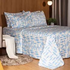 Cobre Leito Linha Basic Para Cama Queen Estampado Com 03 Peças